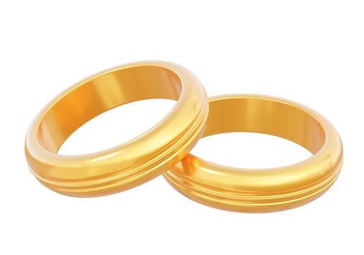 Couple gold ring icon isolated on transparent png background. jewellery design luxury beautiful anniversary engagement wedding love gift. 3d rendering element