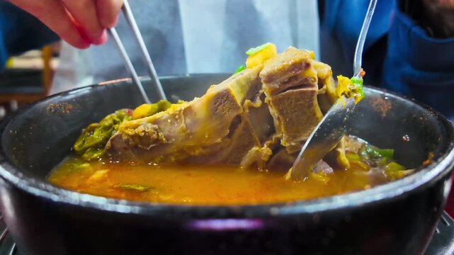 Pork on the Bone Soup , korean food, haejangguk, gamjatang