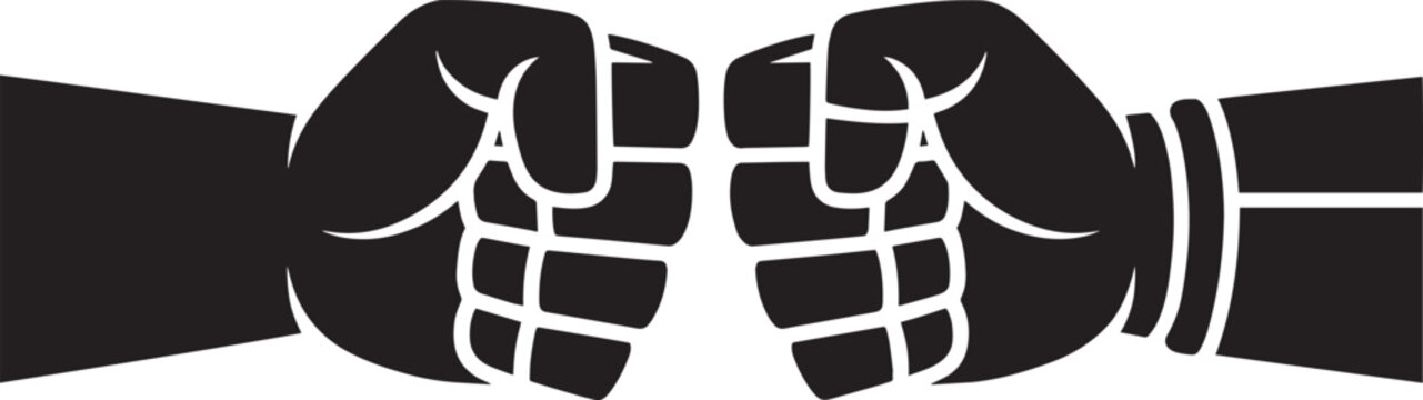 Two fists clashing in black and white symbolizing conflict or unity