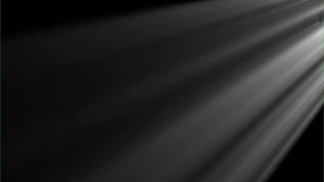 Realistic White Sunrays Streaming from Side Angle on Black Background; Side Lighting Volumetric Beams and God Rays for Dramatic Video Compositing.