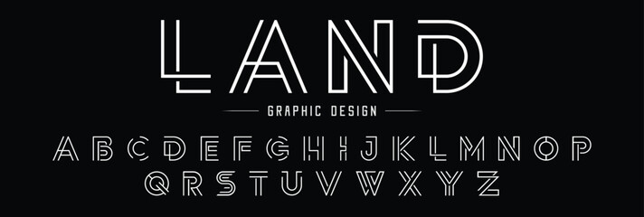 Double line monogram alphabet and tech fonts. Lines font regular uppercase and lowercase. Vector illustration.  © Yousaf Ahamad