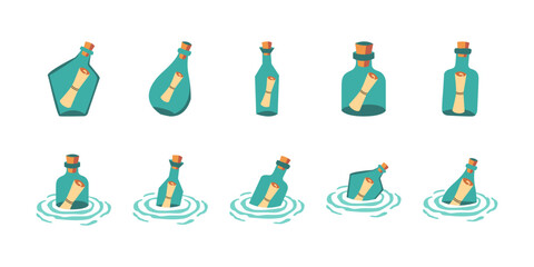 Message in a Bottle Vector Icons © Gisella