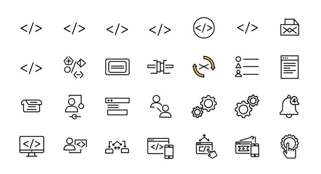Collection of coding and programming symbols.