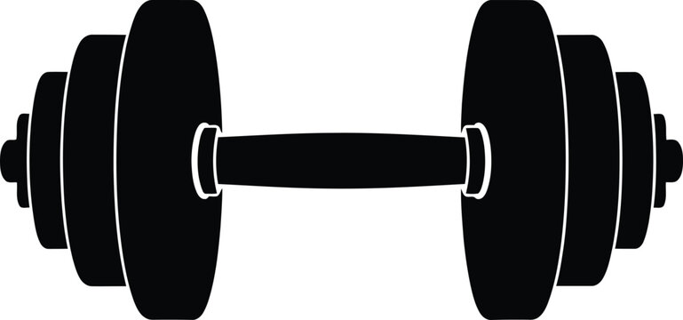Black and white dumbbell icon fitness and strength training symbol