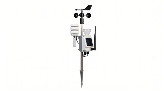 Weather station with anemometer and solar panel