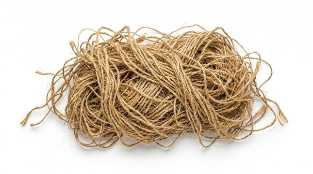 Tangled brown twine string with small green lights