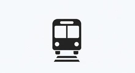 Simple Black Silhouette of a Train on Railroad Tracks. © Ray