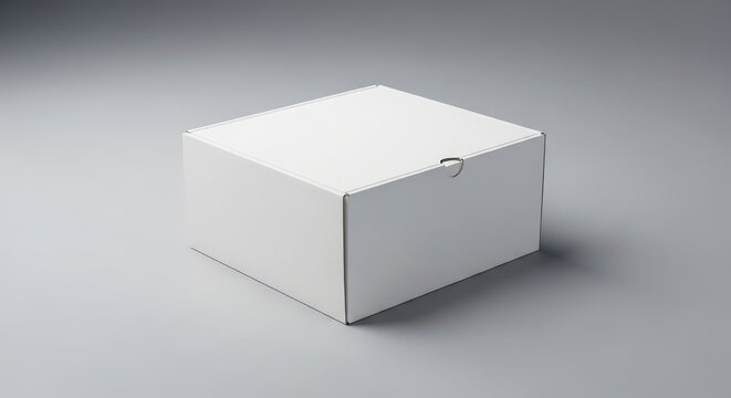 White cardboard box on gray background.