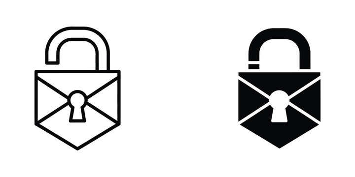 Locked envelope icon with open padlock symbol