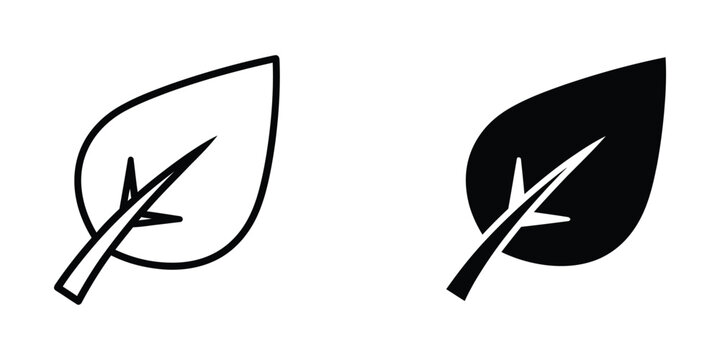 Simple black and white leaf icon with stem
