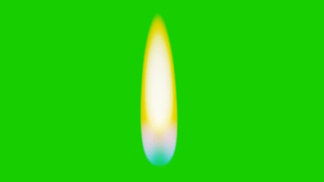 Single candle flame flickers gently against vibrant green backdrop