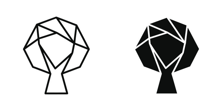 Minimalist geometric tree illustration with polygon canopy