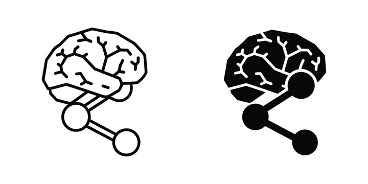 Brain network connection icon with two nodes