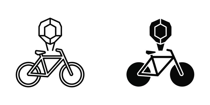 Bicycle with benzene ring head and black wheels icon