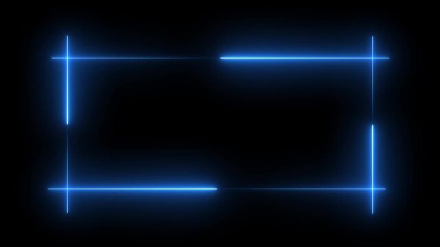 A rectangular frame made of four moving neon lights. A popular abstract background