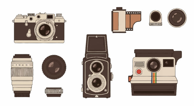 Vintage Camera Equipment Collection.