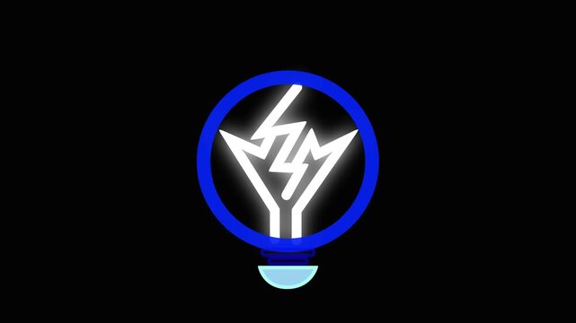 Modern Glowing Light Bulb Icon With Electric Lightning Bolt Symbol And Idea Concept In Blue Color Inside Energy Color.