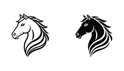 Powerful horse head profile outline and silhouette symbolizing strength freedom and spirit © Anna