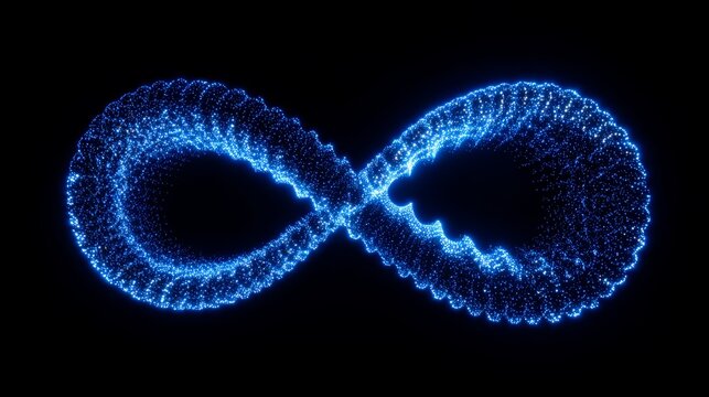 Blue glowing infinite infinity symbol, representing endless possibilities and eternal concepts.