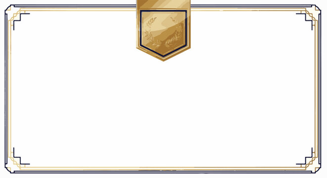 Ornate golden frame with a shield emblem at the top center