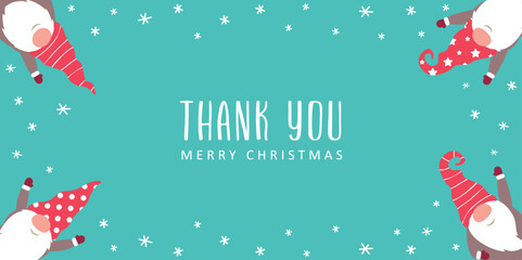 Naklejka premium christmas greeting card with cute christmas dwarf in winter vector illustration