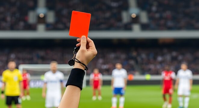 Red card shown during a soccer match