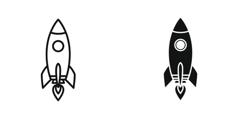 Black and white rocket ship vector icon set © MSTRAHELA