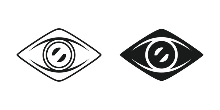 Minimalist eye icon with diamond outline in black and white