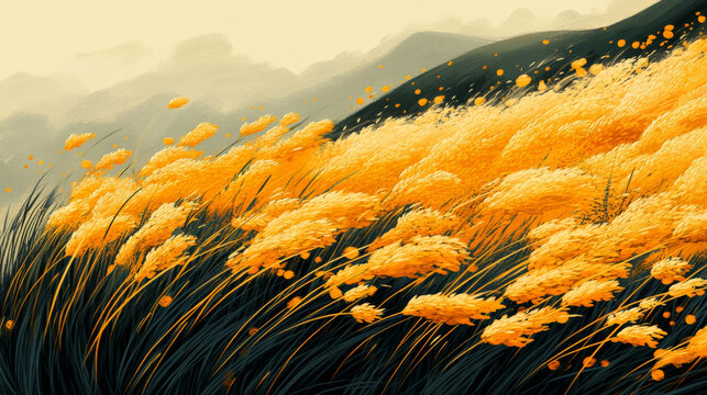reeds on the hillside