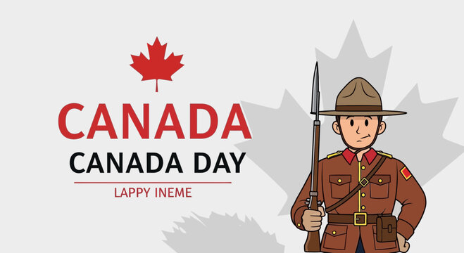 Canada Day Celebration with RCMP Officer and Maple Leaf