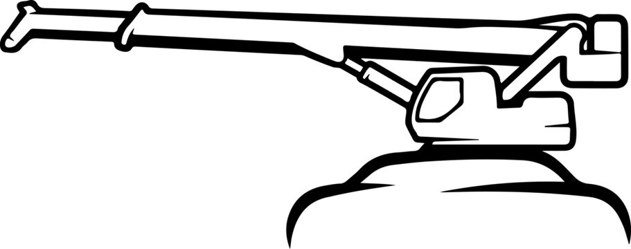 Spray gun, nozzle, painting tool, vector icon, black and white