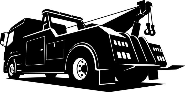 Tow truck, vehicle recovery, roadside assistance, transportation, flat design