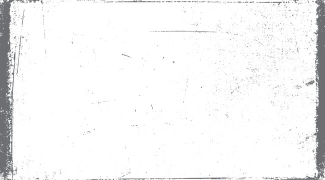 Distressed grunge texture with white background and grey distressed border and scattered dots