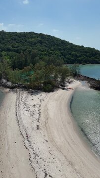 Vertical Aerial View of Koh Tae Nai Island Lagoon Near Koh Phangan with Turquoise Water Thailand