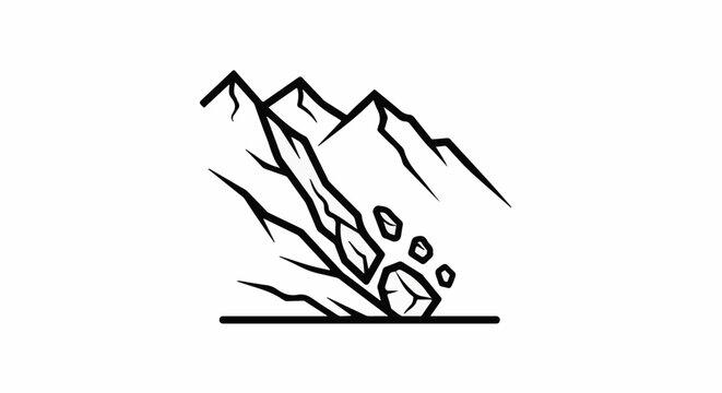 Rockfall incident in stylized mountains with falling debris