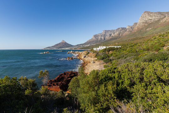 The shipwreck of the  MV Antipolis which was a 25,000-ton Greek oil tanker that ran aground near Oudekraal, Cape Town, in July 1977 during a northwest storm. The Antipolis is a shallow wreck on a rock