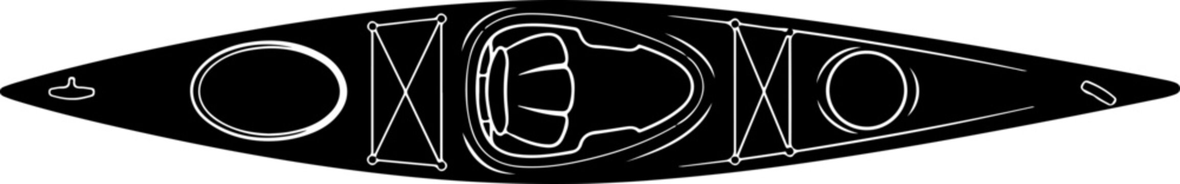 Black and white vector kayak oar lock, boat hardware, nautical equipment, vector graphics