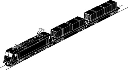 Vector train, cargo train, freight train, locomotive, transportation icon © Rokeyadesigner