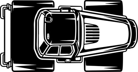 Vintage racing car, black and white illustration, speedster, motorsport graphic © Rokeyadesigner