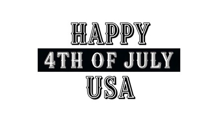 Fototapeta premium Happy 4th of july usa text design isolated on white background