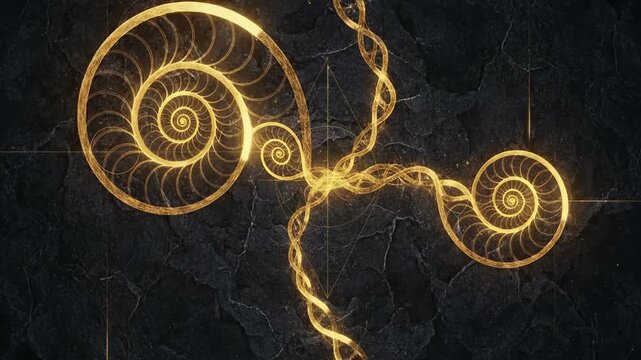 Golden Nautilus Shells and Dna Strand Animation