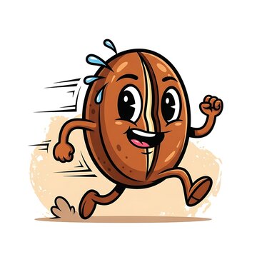 Animated potato character running with cheerful expression