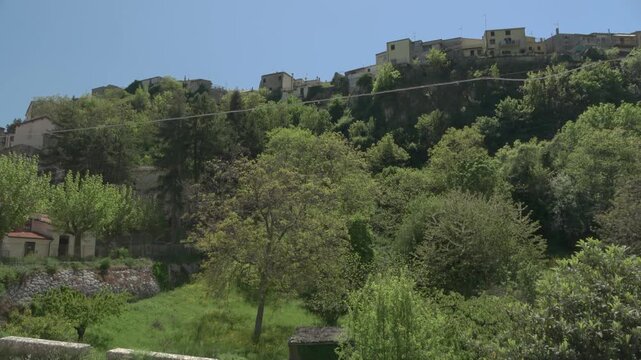 Overview of the small town of Castel San Vincenzo, Molise, Italy