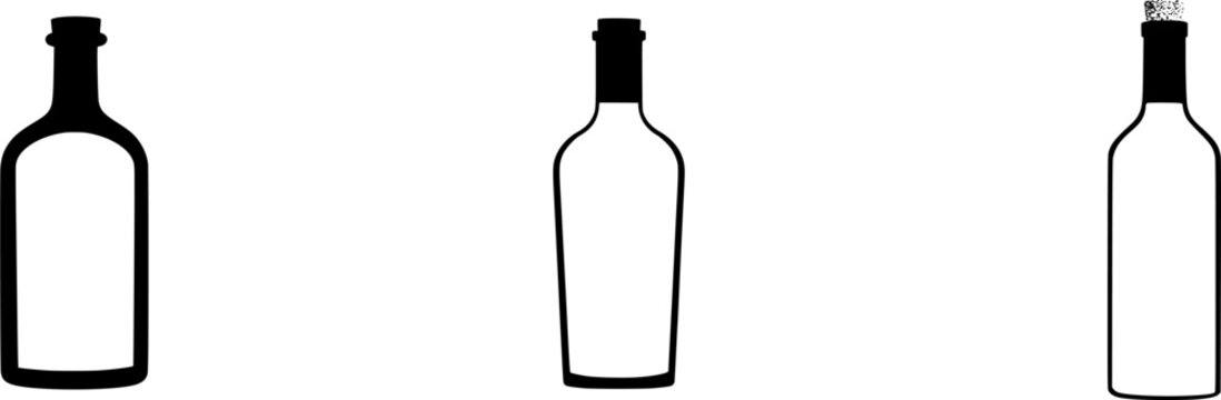 A corked glass message bottle stands alone on a minimalist white surface, exuding an air of mystery and intrigue