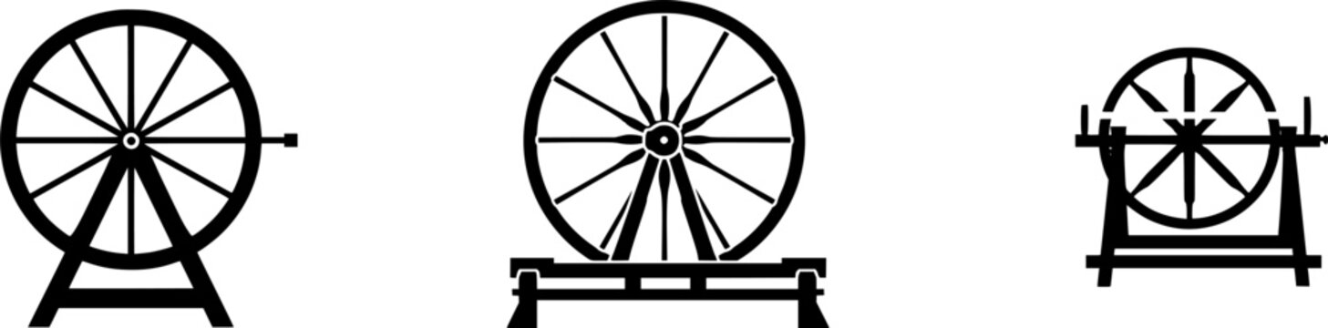 A vintage wooden spinning wheel flyer stands proudly in a rustic setting, its intricate design and sturdy construction hinting at the craftsmanship of yesteryears