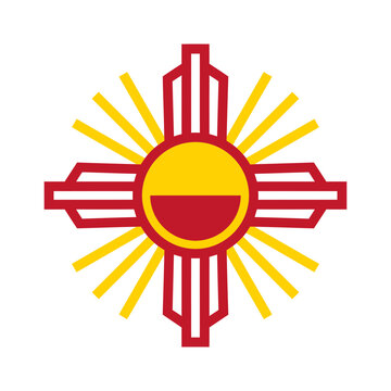 Stylized Zia Sun Symbol Vector. Southwestern Geometric Culture Icon.