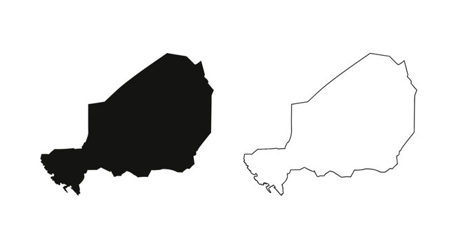 Niger Country Map Silhouette and Outline Vector Illustration
