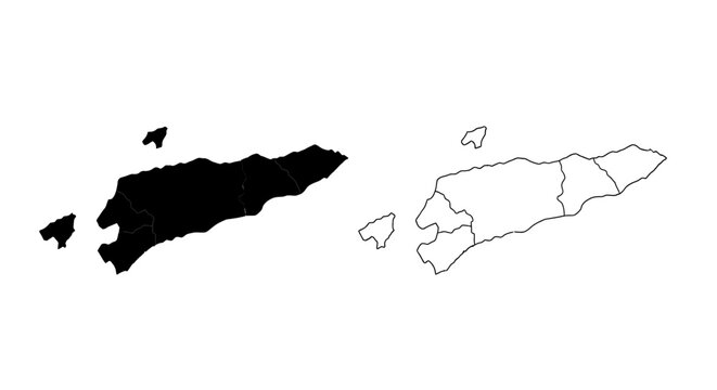 East Timor Map Silhouette and Outline Vector Illustration