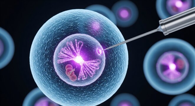 Microscopic Illustration of a Cell Injection for Genetic Engineering B