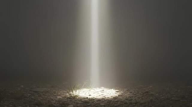 Light Beam Shines Down on Textured Ground